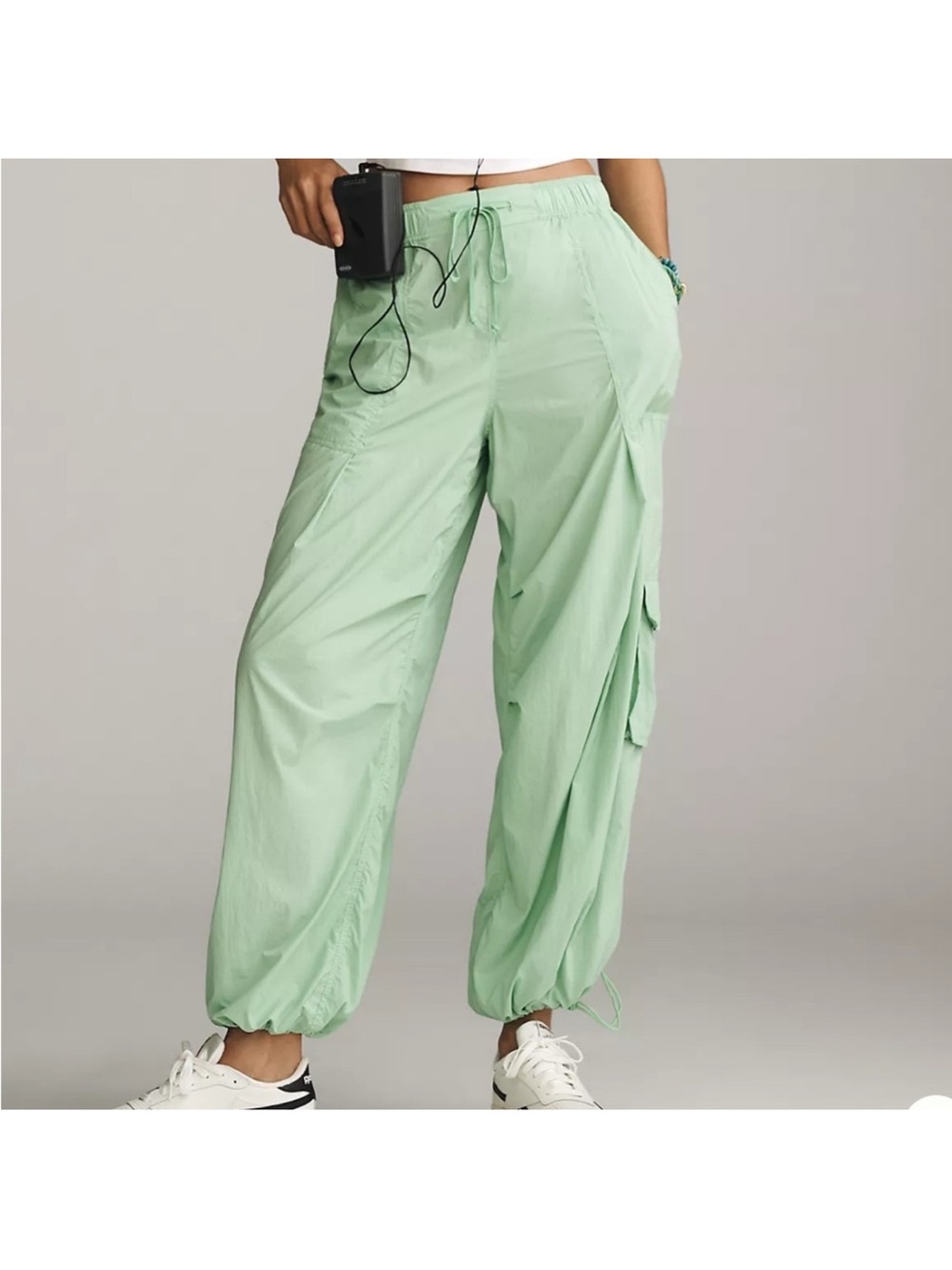 Anthropologie Mint Green Cargo Drawstring Joggers